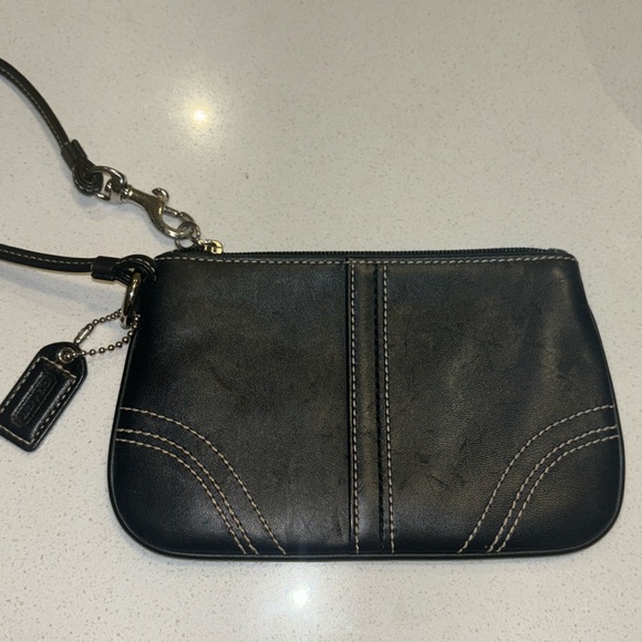 Coach Handbags - Coach Black Leather Wristlet Wallet